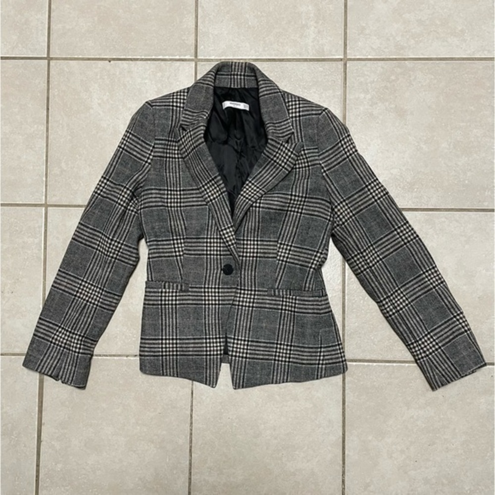 Mango plaid houndstooth blazer